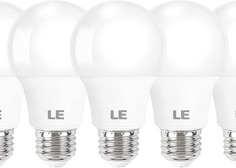 LE LED Light Bulbs 60 Watt Equivalent, 9W 800 Lumens Non-Dimmable, Daylight White 5000K, A19 E26 Standard Medium Base, 10000 Hour Lifetime 5 Count (Pack of 1)