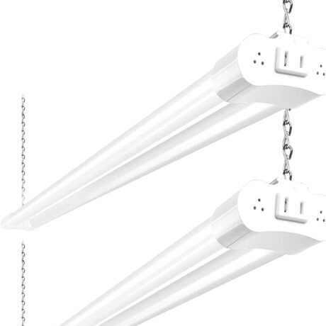 hykolity 2 Pack 4FT Linkable LED Shop Light for Garage, 4400lm, 4FT 42W, 5000K Daylight LED Workbench Light Fixture with Plug, Hanging or Surface Mount, White - ETL