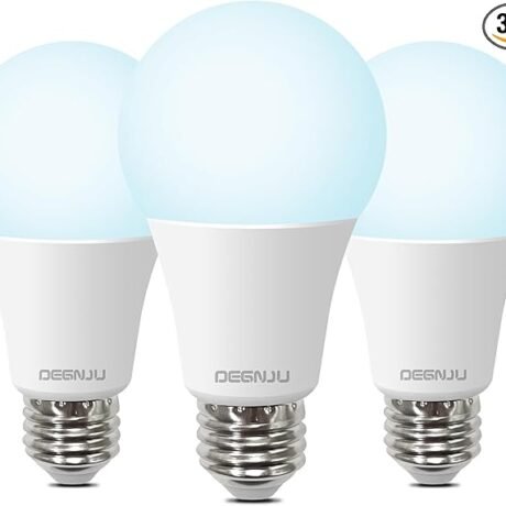 100W Equivalent A19 5000K Daylight LED Light Bulbs, 1500 Lumens, E26 Base, Non-Dimmable, 13W Bright White for Bedroom Home Office, 3 Pack