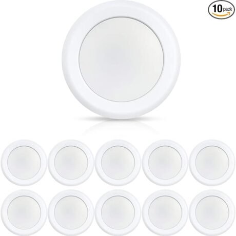 ECOELER 10Pack 6\" Dimmable LED Disk Light, 16.5W 5000K Daylight 1000Lm, Dimmable Recessed Surface Mount Lighting Fixture Installs into J-Box or Recessed Can, ETL & FCC Listed
