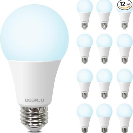 LED Light Bulbs, 100 Watt Equivalent LED Bulbs A19, 5000K Daylight Light Bulb, 1500 Lumens, E26 Standard Base, Non-Dimmable, 13W Bright White LED Bulbs for Bedroom Home Office, 12 Pack
