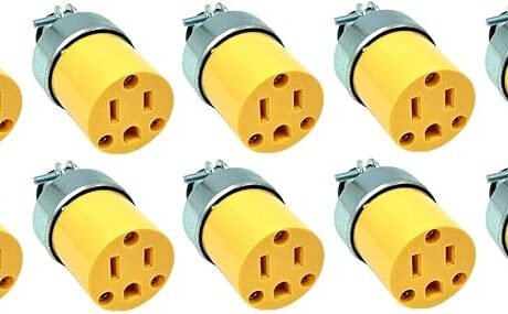 BRUFER 320201 Heavy Duty ARMORED Female Electrical Plug 3-Prong 125V 15A - 3 Wire Replacement Female Electrical Armored Plug - Bulk Pack of 10 pieces