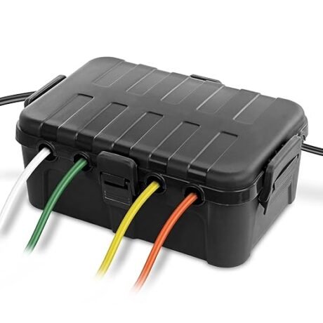 Flemoon Large Outdoor Electrical Box (12.5 x 8.5 x 5 inch), IP54 Waterproof Extension Cord Cover Weatherproof, Protect Outlet, Plug, Socket, Timer, Power Strip, Holiday Light Decoration, Black